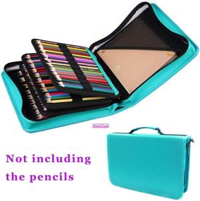 img 1 attached to 🖍️ 210-Slot PU Leather Pencil Case - Large Capacity Pen Bag for Prismacolor, Watercolor Pencils, Colored Pencils, Gel Pens - Green2