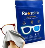 👓 re+spire 1 x supercharged anti-fog wipe for glasses l microfiber cloth | reusable 300+ times | invisible coating - prevents fog on eye glasses & safety glasses for up to 24h | works on hydrophobic lenses logo