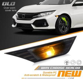img 2 attached to SMOKED Front LED Side Marker Light Lens Cover Set for Honda Civic 10th Gen 2016-2021 Coupe Hatchback, Including 2PC T10 Light Bulbs