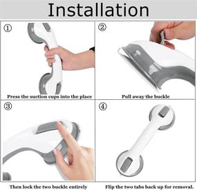 img 3 attached to Texinpress 2 Pack Shower Handles - Reliable 12’’ Suction Safety Bars for Elderly/Seniors - Gray(2 Pack)