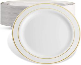 img 3 attached to 🍽️ KAO Mart White & Gold Heavy Duty Plastic Disposable 7.5 Inch Dessert Appetizer Plates - Ideal for Weddings, Parties, Baby Showers, Birthdays, Holidays (Pack of 40)