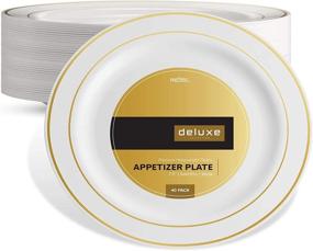 img 2 attached to 🍽️ KAO Mart White & Gold Heavy Duty Plastic Disposable 7.5 Inch Dessert Appetizer Plates - Ideal for Weddings, Parties, Baby Showers, Birthdays, Holidays (Pack of 40)