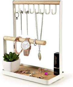 img 4 attached to 📿 PAMANO 3-Tier Wooden Jewelry Stand: Organize and Display Necklaces, Bracelets, Rings, and Watches on Desk"