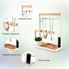 img 3 attached to 📿 PAMANO 3-Tier Wooden Jewelry Stand: Organize and Display Necklaces, Bracelets, Rings, and Watches on Desk"