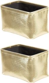 img 4 attached to 📦 Enhance Your Home Organization with Amazon Basics Metallic Gold Storage Bins - 2-Pack