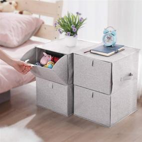 img 3 attached to HOONEX 2 Tier Collapsible Storage Bins: Efficient Organizer with 2 Drawers and Carrying Handles for Your Closet, Clothes, Toys, Diapers, Home, Office - Light Grey