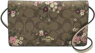 coach foldover clutch crossbody khaki women's handbags & wallets logo