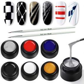 img 4 attached to 💅 Ultimate Spider Gel Nail Art Kit: 6 Colors with Nail Art Brushes for Stunning Nail Designs