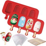 ozera 2 pack popsicle molds, homemade cake pop and cakesicle silicone molds, 4 cavities christmas ice pop maker, includes 50 wooden sticks & 50 popsicle bags for diy popsicles logo