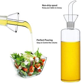 img 3 attached to 🍶 HAIZEEN 17oz/500ml Clear Glass Olive Oil Dispenser Bottle with Non-Drip Pourers - Convenient Oil and Vinegar Cruet for Kitchen and BBQ