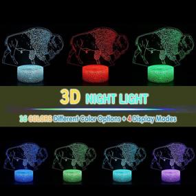 img 3 attached to DEAL BEST Buffalo Animals 3D Illusion Table Lamp Night Light With Greeting Card