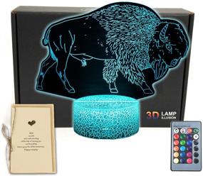 img 4 attached to DEAL BEST Buffalo Animals 3D Illusion Table Lamp Night Light With Greeting Card
