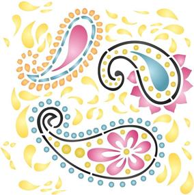 img 4 attached to 🎨 Paisley Allover Stencil (6.5 x 6.5 inch): Persian Boteh Paisley Templates for Painting