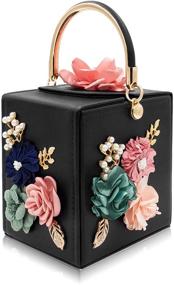 img 4 attached to Stunning Floral Square Box Evening Clutch Bag for Women - Milisente Crossbody Shoulder Handbag for Flower Wedding