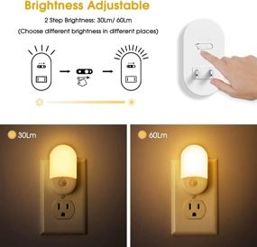 img 3 attached to 🌙 LOHAS LED Night Light Plug-in with Dusk to Dawn Sensor, Soft White 3000K Adjustable Brightness Wall Nightlight, 0.6W 30/60LM, Mini Kid Night Lamp for Bedroom, Nursery, Hallway, Bathroom, 2 Pack - Enhanced SEO