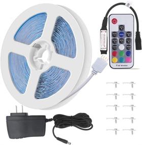 img 4 attached to ✨ FSJEE 16.4FT 150 LEDs 5050 RGB LED Strip Light Kit – Non-Waterproof Flexible Rope Lights with RF Remote Controller, UL Listed Power Adapter included, DC12V