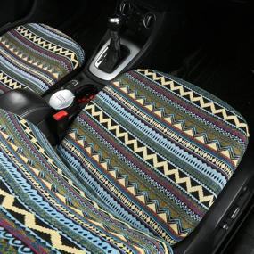 img 1 attached to Universal Size AUTOJING Boho Front Seat Covers - Durable Baja 🚗 Saddle Blanket Cloth, Suitable for Most Cars and SUVs, Color: Black (FRONT-02)