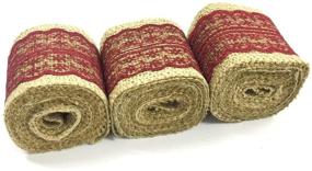 img 3 attached to 🎀 Hessian Burlap with Lace Ribbon Set of 3 - 2.5 Inch Width x 2 Yards Length, Burgundy - Wrapables