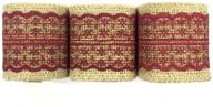 🎀 hessian burlap with lace ribbon set of 3 - 2.5 inch width x 2 yards length, burgundy - wrapables logo