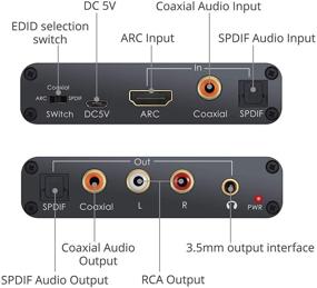 img 3 attached to Конвертер аудио сигнала CAMWAY Digital to Analog с извлекателем аудио по HDMI ARC и мультимодальным подключением: HDMI, оптический, коаксиальный и 3,5 мм стерео выходы.