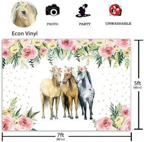 img 3 attached to 🐎 Funnytree Horse Party Backdrop - Cowboy & Cowgirl Flower Photo Background for Farm Western Birthday, Baby Shower, Bday Banner Decoration Supplies, Photobooth Prop - 7x5FT