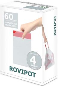 img 3 attached to 🗑️ ROVIPOT 4 Gallon Small Trash Bags, 60 Count | White Drawstring Garbage Bags for Home Office Kitchen Bathroom Trash Can (17.7" x 19.6") - 0.8 Mil Durable and Convenient