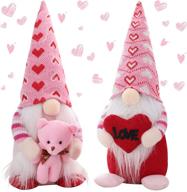 💌 valentine's day decor - 2pcs plush valentine gnomes, sweet gifts for valentine's day, table home elf gnomes ornaments, pink valentine's day decorations logo