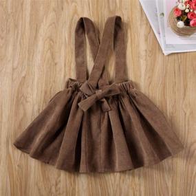 img 2 attached to 👗 Mubineo Corduroy Ruffle Suspender Skirt for Little Toddler Girls - Basic Plain Cotton Overall Skirts