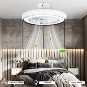 img 1 attached to Modern Ceiling Fan with Lights - TAGVV 20in, Remote Control, Low Profile, Flush Mount, Bladeless, Dimmable, 3 Color Wind Speed, Enclosed Fan Light