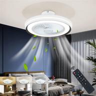 modern ceiling fan with lights - tagvv 20in, remote control, low profile, flush mount, bladeless, dimmable, 3 color wind speed, enclosed fan light логотип