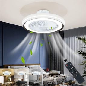 img 2 attached to Modern Ceiling Fan with Lights - TAGVV 20in, Remote Control, Low Profile, Flush Mount, Bladeless, Dimmable, 3 Color Wind Speed, Enclosed Fan Light