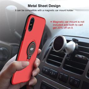 img 3 attached to 📱 DESOF iPhone X Case with Adjustable Ring Holder Kickstand and Car Mount Compatibility – Red 5.8 inch Slim Cover