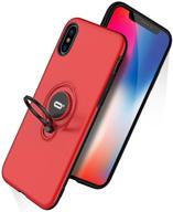 📱 desof iphone x case with adjustable ring holder kickstand and car mount compatibility – red 5.8 inch slim cover logo