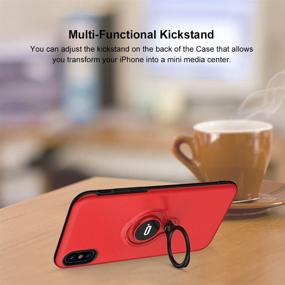 img 2 attached to 📱 DESOF iPhone X Case with Adjustable Ring Holder Kickstand and Car Mount Compatibility – Red 5.8 inch Slim Cover