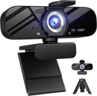 📷 1080p full hd webcam with rotatable tripod, built-in microphone and wide angle camera, privacy cover, for desktop pc or laptop computers, ideal for calls, video conferencing, live streaming logo