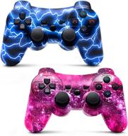 🎮 bowei ps3 controller wireless 2 pack - enhanced gaming experience, double shock gamepad for playstation 3 remotes - blue+purple logo