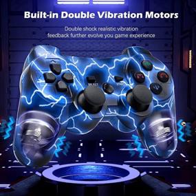 img 3 attached to 🎮 Bowei PS3 Controller Wireless 2 Pack - Enhanced Gaming Experience, Double Shock Gamepad for Playstation 3 Remotes - Blue+Purple