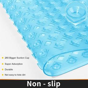 img 3 attached to 🛁 Yimobra Original Non Slip Bathtub Mat - Bath Mat for Tub with Drain Holes, Suction Cups & Machine Washable - Clear Blue, BPA, Latex, Phthalate Free - 34.5 x 15.5 Inches