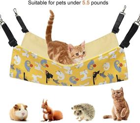 img 3 attached to 🐱 Adjustable Strap Cat Hanging Hammock Bed - Reversible Double-Sided Hammock for Small Pets - Yellow Cat, Small Size