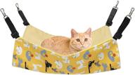 🐱 adjustable strap cat hanging hammock bed - reversible double-sided hammock for small pets - yellow cat, small size logo