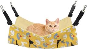 img 4 attached to 🐱 Adjustable Strap Cat Hanging Hammock Bed - Reversible Double-Sided Hammock for Small Pets - Yellow Cat, Small Size