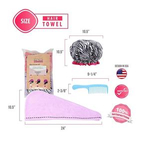 img 1 attached to 🧖 Magic Quick Dry Microfiber Hair Towel Turban Wrap Set - 2 Head Wraps with Shower Cap, Comb - Anti-Frizz, Absorbent, Twist Drying Towel Hat for Women