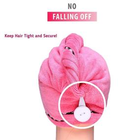 img 2 attached to 🧖 Magic Quick Dry Microfiber Hair Towel Turban Wrap Set - 2 Head Wraps with Shower Cap, Comb - Anti-Frizz, Absorbent, Twist Drying Towel Hat for Women