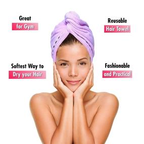 img 3 attached to 🧖 Magic Quick Dry Microfiber Hair Towel Turban Wrap Set - 2 Head Wraps with Shower Cap, Comb - Anti-Frizz, Absorbent, Twist Drying Towel Hat for Women