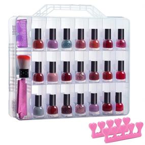 img 4 attached to 48 Bottles Clear Gel Nail Polish Organizer Case Holder with Adjustable Space Divider for Acrylic Nail Polygel, Gel Dip Powder Tips Set, and Two Toe Separators
