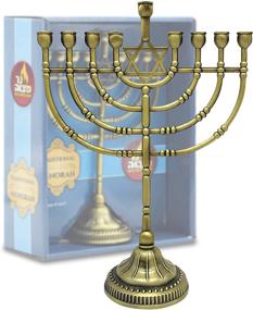 img 3 attached to Ner Mitzvah Traditional Bronze Candle Menorah for Chanukah - Classic Rounded Branches - Hanukkah Menorah