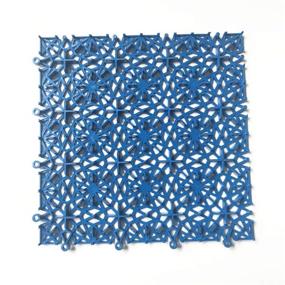 img 1 attached to 🔵 12 Pack Interlocking PVC Non-Slip Tile Drainage Mat 11.75" x 11.75" - Ideal for Drain Pool, Shower, Bath, Kitchen, Deck, Patio, Boat - Snowflake Shape (Blue)