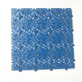 img 2 attached to 🔵 12 Pack Interlocking PVC Non-Slip Tile Drainage Mat 11.75" x 11.75" - Ideal for Drain Pool, Shower, Bath, Kitchen, Deck, Patio, Boat - Snowflake Shape (Blue)