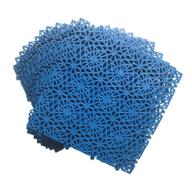 🔵 12 pack interlocking pvc non-slip tile drainage mat 11.75" x 11.75" - ideal for drain pool, shower, bath, kitchen, deck, patio, boat - snowflake shape (blue) logo