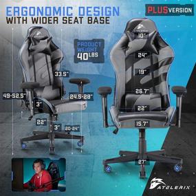 img 3 attached to 🎮 Atelerix Ventris Gaming Chair - Ultimate Comfort and Support for Office or Computer Gaming - Enhanced Ergonomics, Adjustable Swivel, and Extra Wide Options with 4D Armrests, Headrest, and Lumbar Support